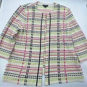 Misook Multi Color Striped Knit Jacket Womens Size Large
